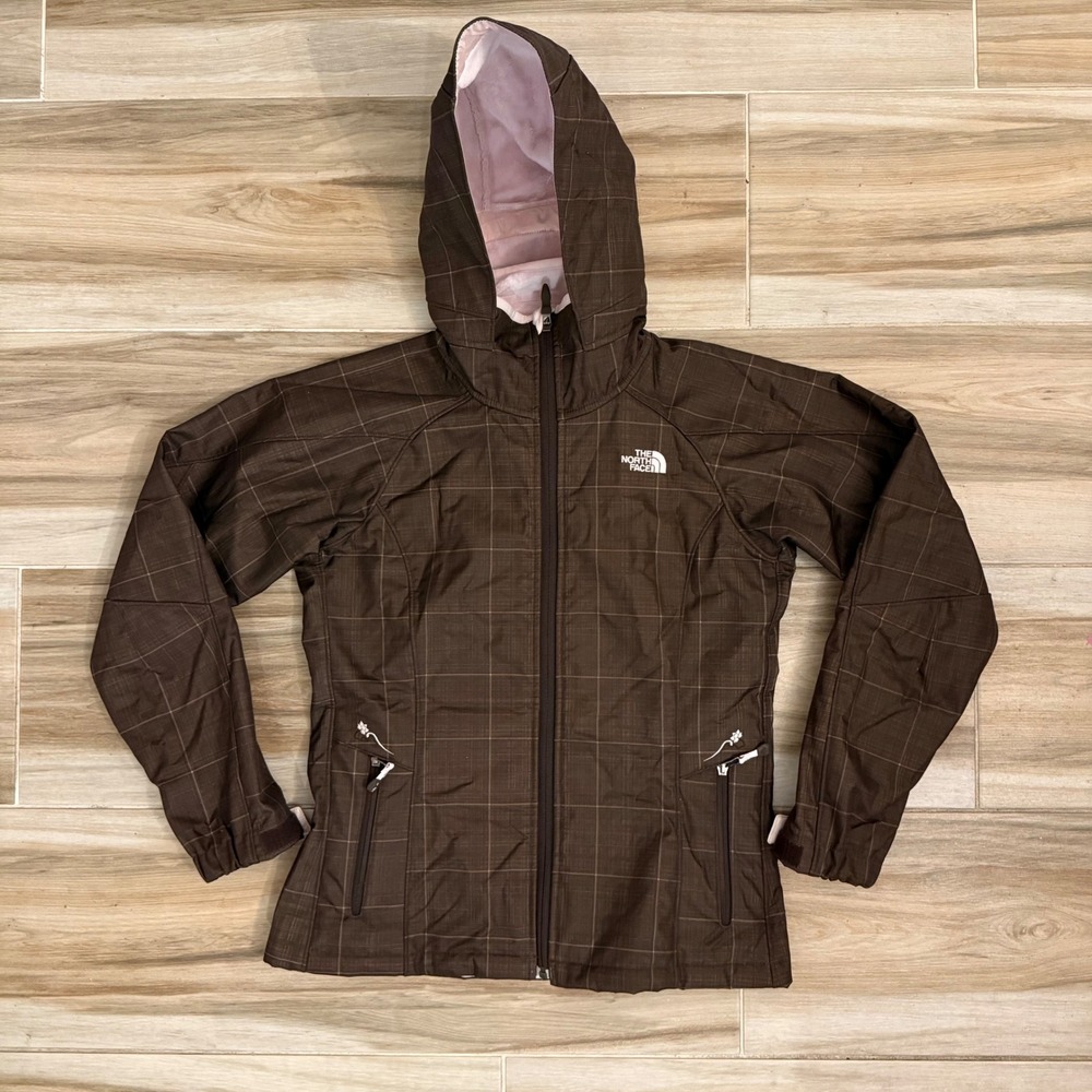 The North Face Morgan Softshell Jacket Womens Size M Medium Brown Grid Plaid